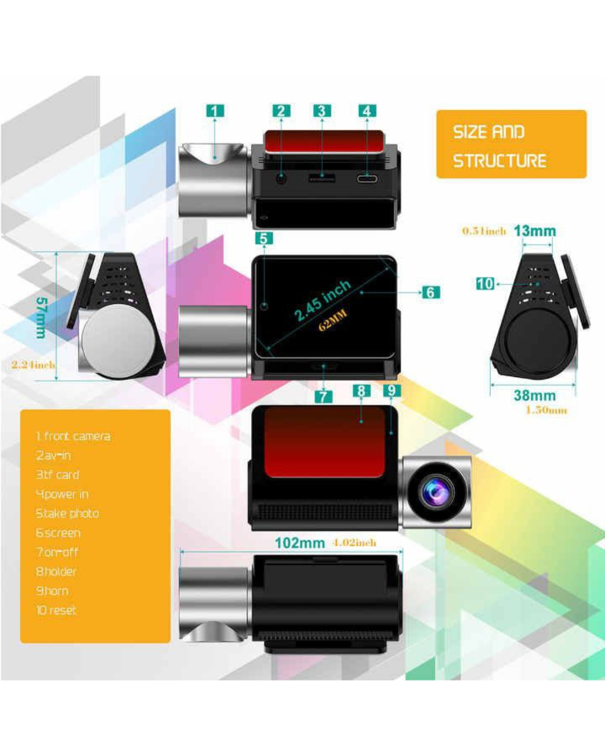 Dash Cam- Front and Rear cam with GPS